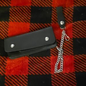 Black Leather Chain Wallet